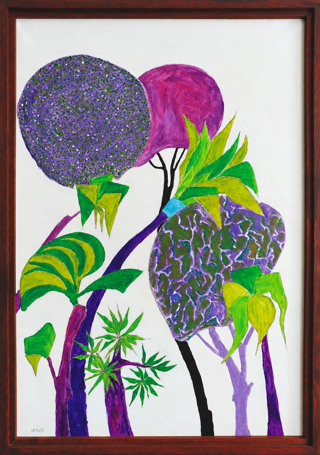 Pflanzenformen in Violett und Grün