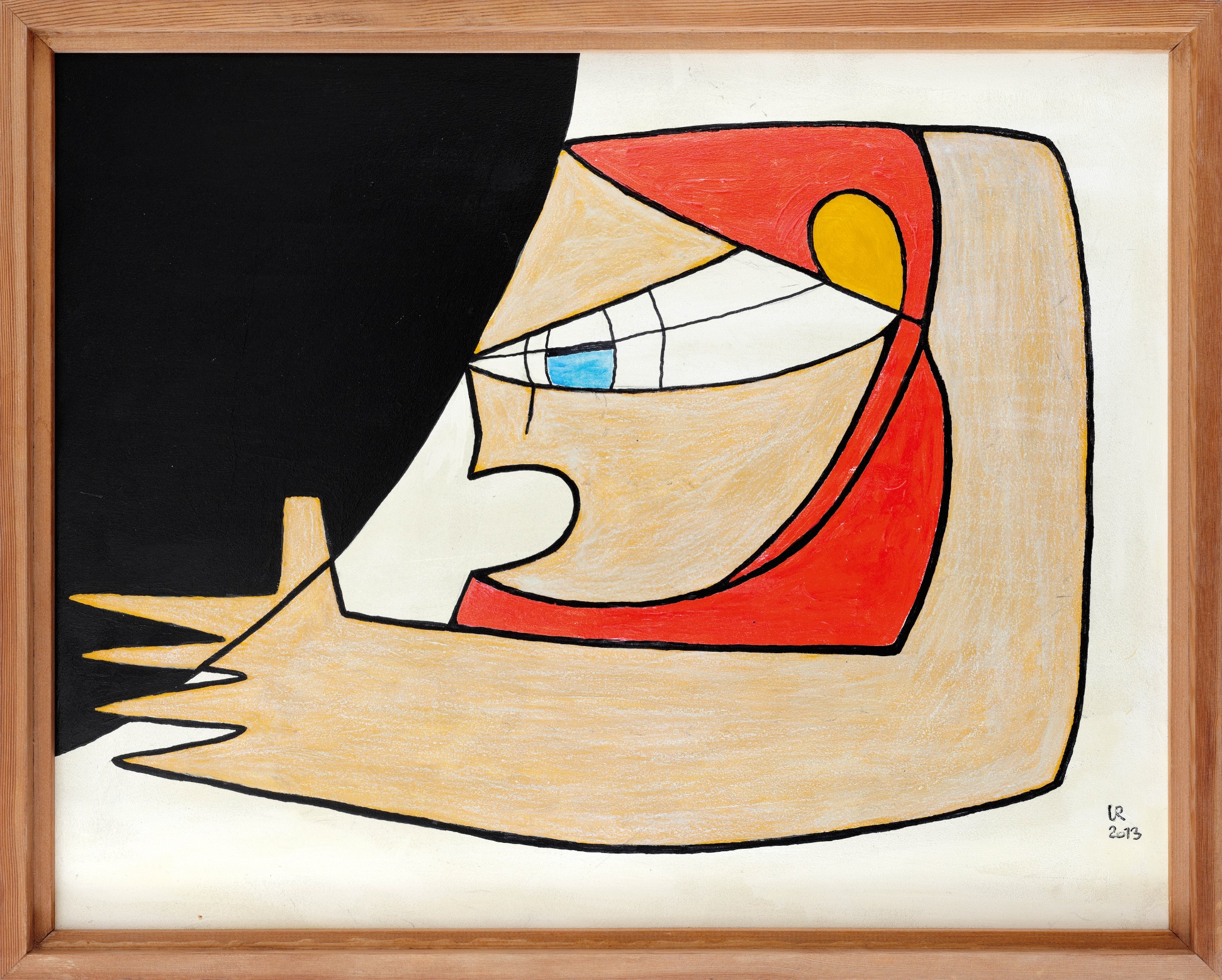 Sisyphos, ein abstrahiertes Profil in Schwarz, Rot, Gelb und Ocker